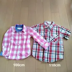 チェック柄長袖シャツ2枚セット 100cm 110cm