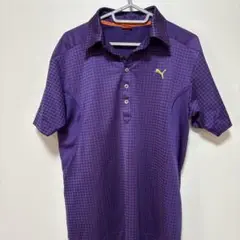 早い者勝ち！PUMA 紫 チェック柄 シャツ Mサイズポロシャツ