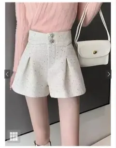 GRL ツイードビジューボタンショートパンツ