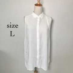✨美品✨GAP ギャップ　ノースリーブブラウス【Ｌ】スタンドカラー　ロングシャツ