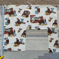 50x43センチ　アメリカ　ビンテージ　生地　農場　ハーベスト