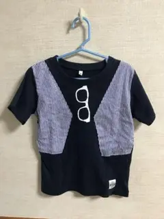 ネイビー切り替えベスト付きTシャツ120