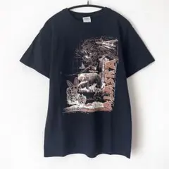 【古着ヴィンテージ】GILDAN アニマル 動物 半袖Tシャツ・ネイビー・黒