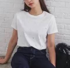 本日まで最終価格　完売商品　美人百花掲載 短丈ビジューTシャツ　接触冷感