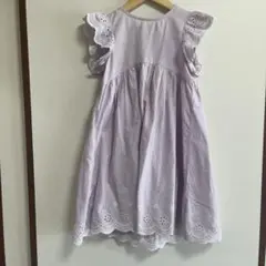 ▶️【キッズ】ラベンダー フリル袖 ワンピース 120