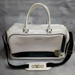 美品✨アダバット ボストンバッグ ショルダーバッグ 白 緑