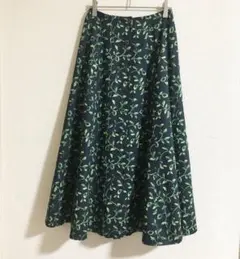 KENZO ケンゾー ボタニカル柄 ロングスカート ネイビー 80's