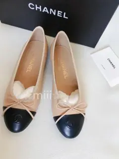 ☆CHANEL☆ シャネル バレエシューズ リボン バイカラー サイズ36.5