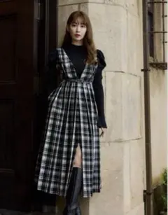 【人気商品】Classic Plaid Jumper Dress