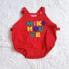 【美品】MIKIHOUSEダルマオールロンパースビックロゴレッド派手レトロ85F