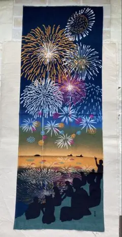 濱文様　絵てぬぐい　見上げれば大輪花火