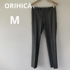 ORIHICA グレー ストライプ スリムフィット スラックス M ⑧