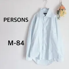 美品　パーソンズ　PERSONS　ワイシャツ　長袖　レギュラーカラー　ブルー