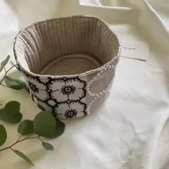 ヌビキルトとパッチワークで作ったインテリアバスケット　小サイズ✨ミナペルホネン
