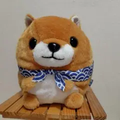 豆しば三兄弟　柴犬 ぬいぐるみ 丸型 青い帯