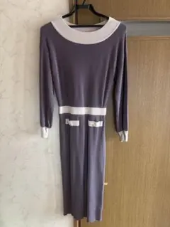 GRL グレイル 配色フロントスリットタイトワンピース 秋冬服 パープル