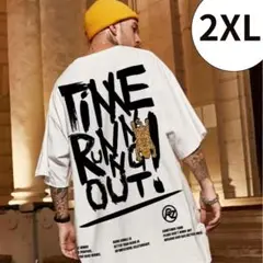 【大人気】オーバーサイズ　Tシャツ　バックプリント　ストリート　2XL　ホワイト