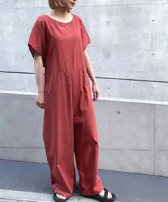 T011 ナネア オールインワン F赤茶 ゆったり オーバーサイズ