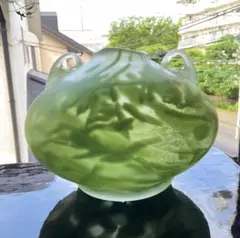 藤田喬平　美しい「新緑色吹雪紋花瓶」 藤田喬平 美しい「新緑色吹雪紋花瓶」