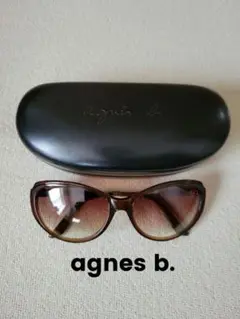 agnes b. ブラウンキャットアイサングラス ケース付き
