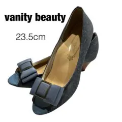 vanity beauty デニムリボンパンプス 23.5cm オープントゥ