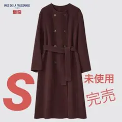 ユニクロ】ダブルフェイスコート イネス ワイン 茶色