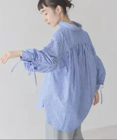 AMERICAN HOLIC イージーケアバックギャザー袖リボンシャツ