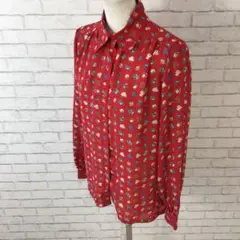 7.29 h458 長袖シャツ 花柄 9 レトロ ブラウス 古着