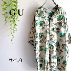 b2173　ジーユー　GU　アロハシャツ　L　カジュアル　メンズ　夏物　レーヨン