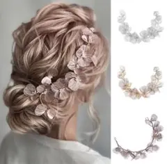 【ゴールド】ヘッドドレス ブライダル 髪飾 ヘアアクセ ウエディング 結婚式
