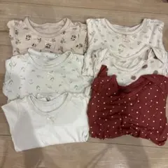 【6点セット】長袖ロンパース　水玉　小花柄　90 バースデイ　女の子