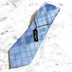 【HIROKO KOSHINO】 【新品】 青 チェック柄 ネクタイ