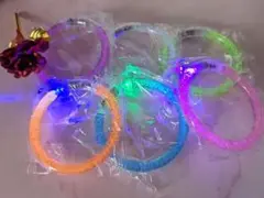 リング　6個セット　キラキラ　ビカビカ　腕輪　おもちゃ　まつりアウトドア