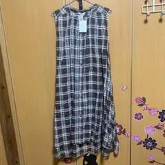 Mushroom チェック柄 ノースリーブワンピース 未使用M