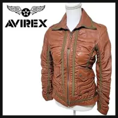 【美品】AVIREX アヴィレックス 本革 羊革 ラムレザージャケット シワ加工