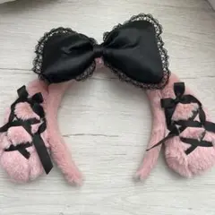 リボン付き耳型カチューシャ ピンク