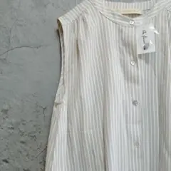 新品　タグ付　アズノゥアズ　ノースリーブ　ロングワンピース　ストライプ　スタンド