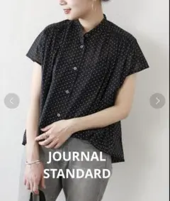 JOURNAL STANDARD 80ローンギャザーシャツ ドット柄　ブラック