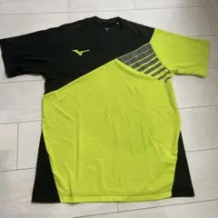 Mizuno 半袖シャツ S 黒/ライム　バドミントン