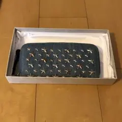 ジミーチュウ JIMMY CHOO デニム×スタッズ ラウンドファスナー長財布