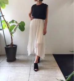 sov. アシンメトリープリーツロングスカート ラベンダー ダブスタ