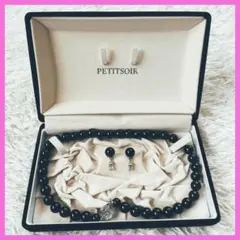 未使用】PETITSOIR ブラック オニキス ネックレス イヤリング セット