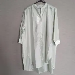 新品　レディース　シアーシャツ　チュニック　淡緑　M