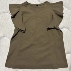 UNIQLO オリーブ色 フリル袖Ｔシャツ