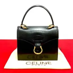 極 美品 保存袋付き セリーヌ ロゴ 金具 カーフレザー ミニ トートバッグ