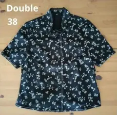 レジァンス　Double　半袖ブラウス　スタンドカラー　ブラック