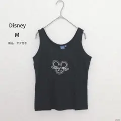 ディズニー|ミッキーマウスプリントタンクトップ【M】クロップド ビジュー装飾 黒