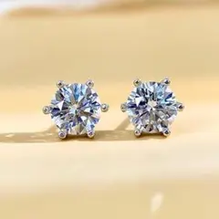 高級モアサナイト　ピアス　一粒ダイヤモンド　6mm S925 プラチナ　人気