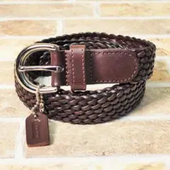 美品 COACH コーチ ☆ レザー メッシュベルト 編み込みベルト S ベルト