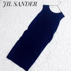 【美品】JIL SANDER ノースリーブワンピース ネイビー コットン100%